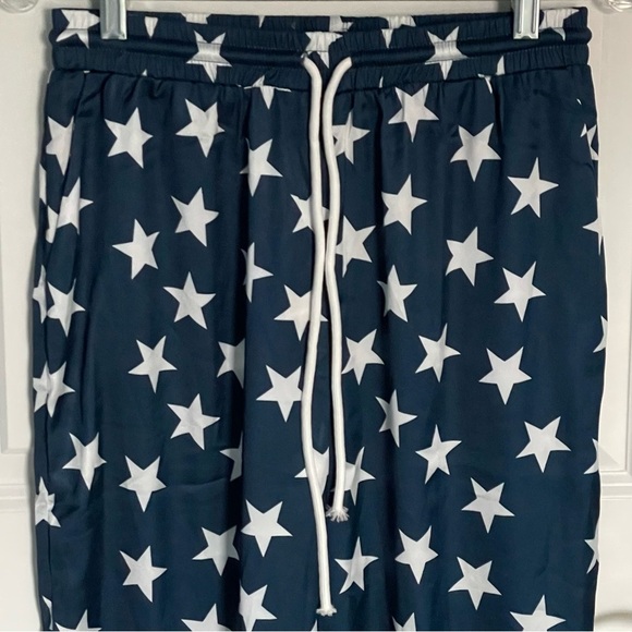 New! Superdown Miranda Blue/White Star Print Allover Track Pants 35384 - Picture 3 of 11